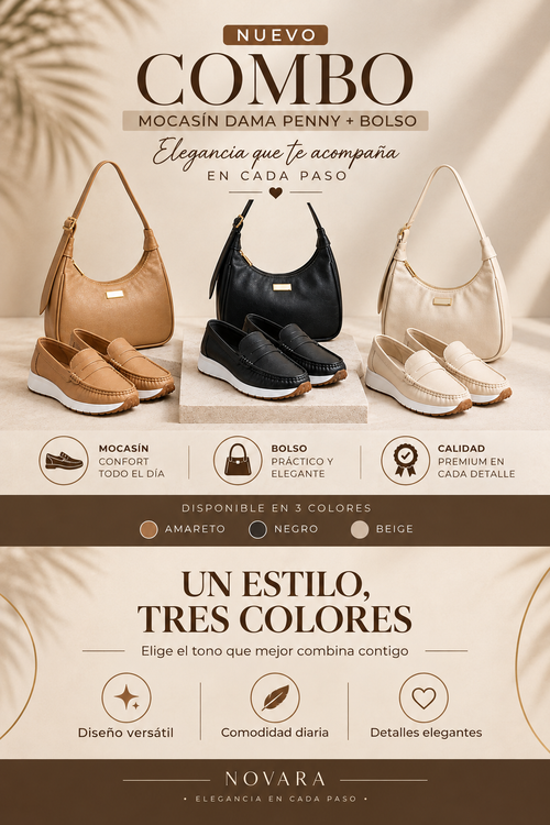 Combo Mocasín Dama Penny + Bolso | 75% OFF 🔥 Oferta Anticipada de Black Friday